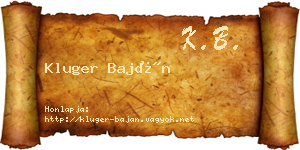 Kluger Baján névjegykártya
